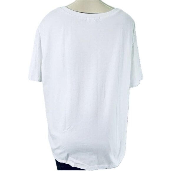 La Redoute XL White Crew Neck Red Wonderful Text Graphic Cotton Short Sleeve Tee - Picture 4 of 6